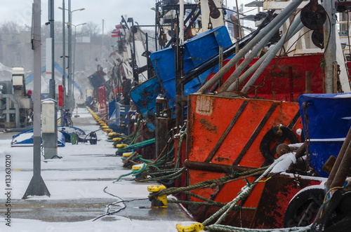 KOLOBRZEG - FISHING BOATS MOORED AT THE WHARF