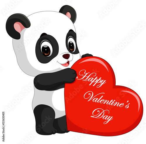 Fototapeta Naklejka Na Ścianę i Meble -  panda cartoon with love