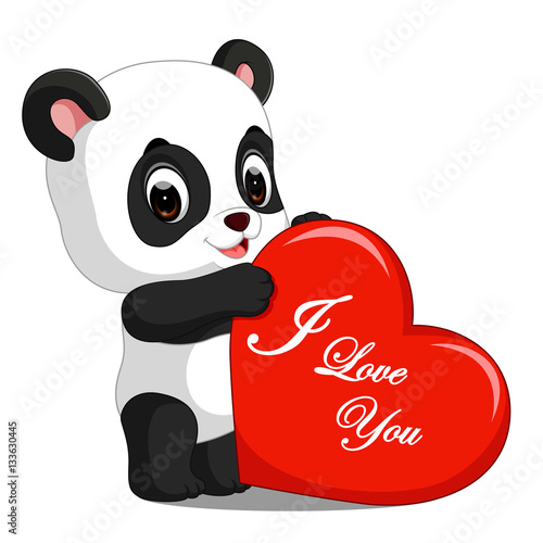 Fototapeta Naklejka Na Ścianę i Meble -  panda cartoon with love