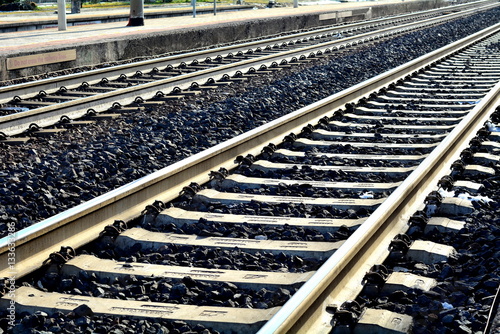 The rails of a track for the train