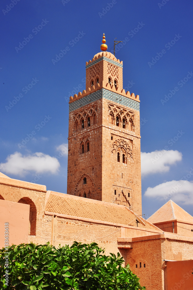 Koutoubia Mosque in the southwest medina quarter of Marrakesh