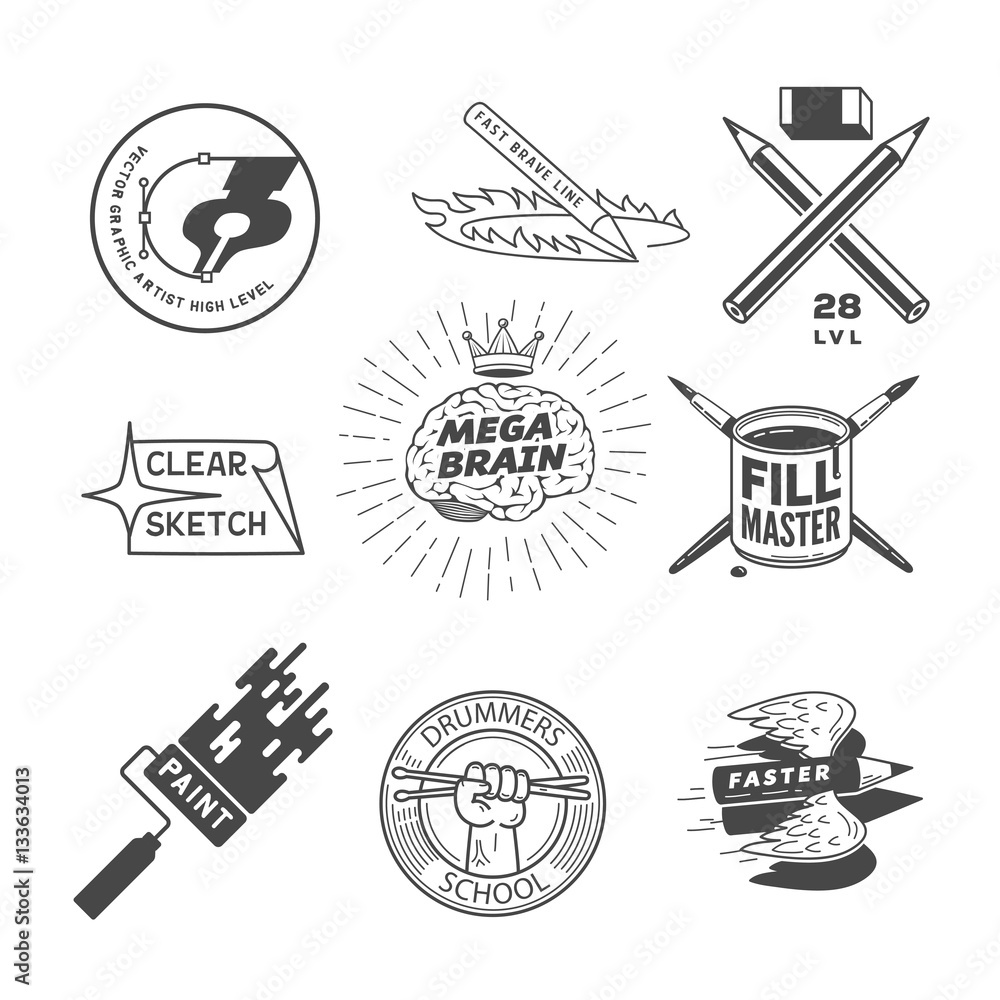 Fototapeta premium artist logos template set, isolated on white