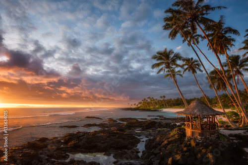 Sunset on the tropical island of Upolu, Samoa