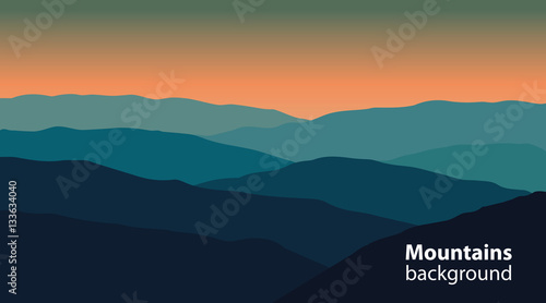 Landscape with mountains and hills. Extreme sports, outdoor recreation background.