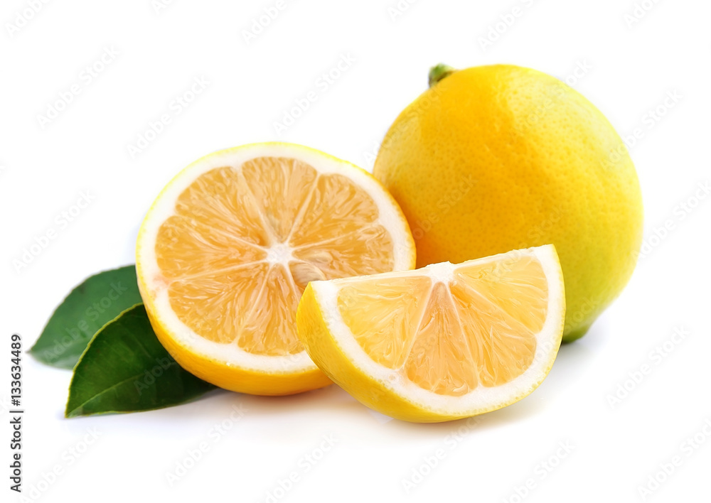 Lemon with leaves