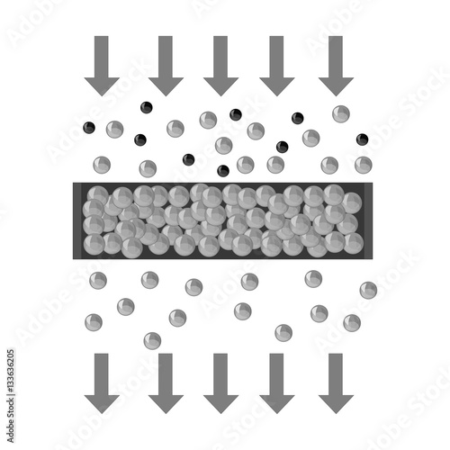 Water filtration icon in monochrome style isolated on white background. Water filtration system symbol stock vector illustration.
