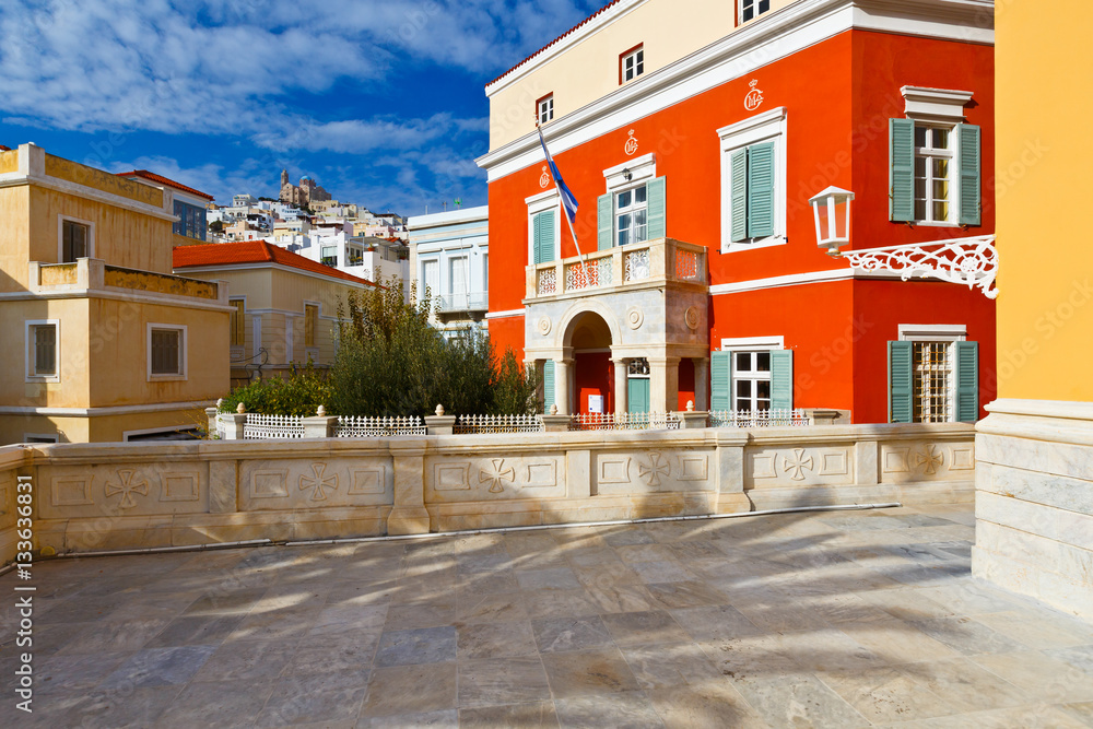 Buildings in the center of Ermoupoli town on Syros island.