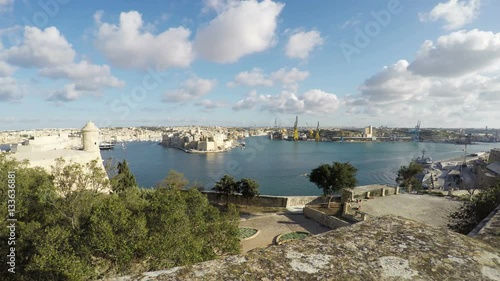 Three Cities as seen from Valletta, Vittoriosa, Senglea, Cospicua, Republic of Malta, Real Time, 4k
 photo