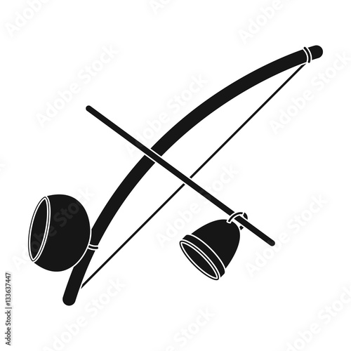 Berimbau icon in black style isolated on white background. Brazil country symbol stock vector illustration.