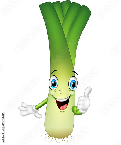 Cartoon leek giving thumb up