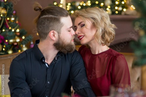 Happy couple of lovers. Christmas © Nichizhenova Elena