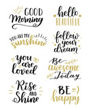 Lettering vector set. Motivational quote. Sweet cute inspiration typography. Calligraphy postcard poster graphic design element. Hand written sign.