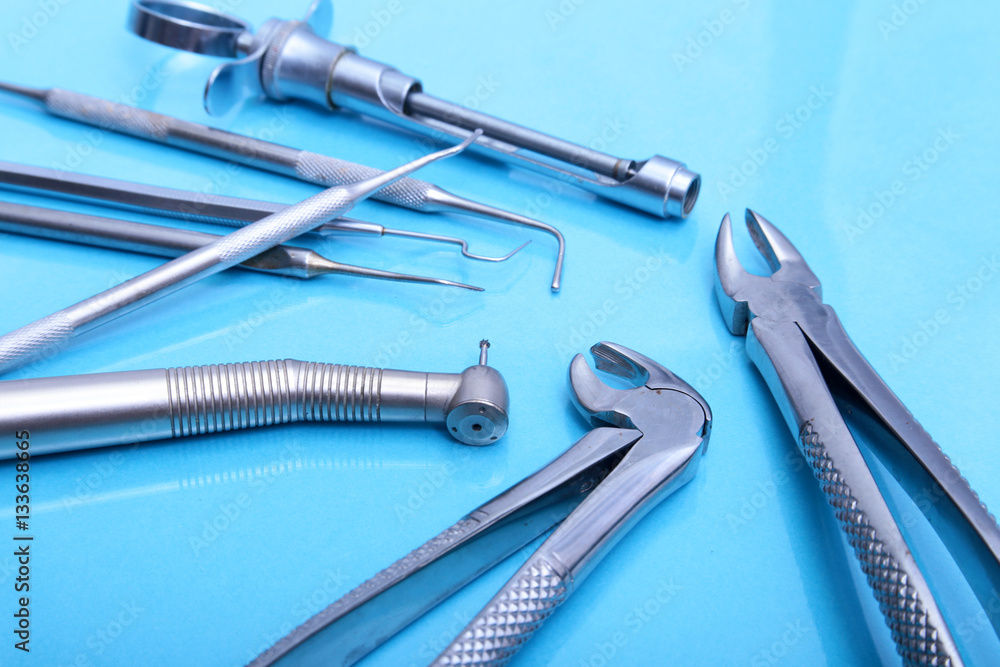 Surgical instruments and tools on table for a surgery Surgical instruments and tools on table for a surgery