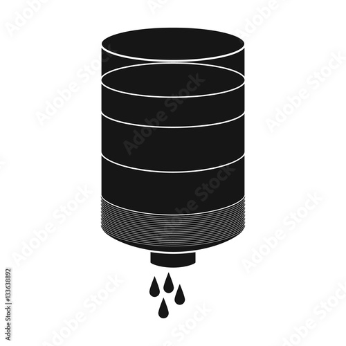 Water filter cartridge icon in black style isolated on white background. Water filtration system symbol stock vector illustration.