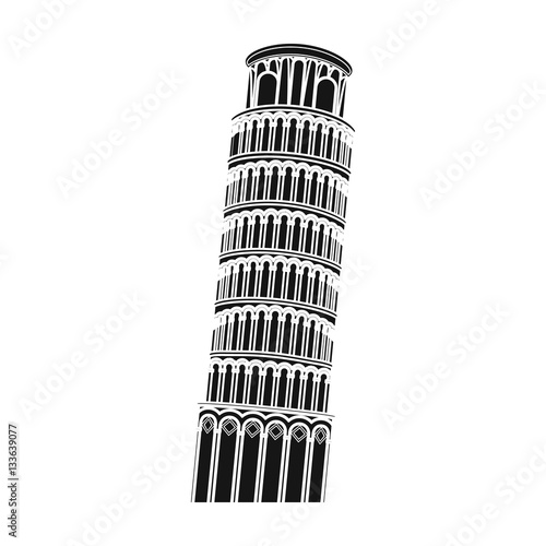 Tower of Pisa in Italy icon in black style isolated on white background. Countries symbol stock vector illustration.