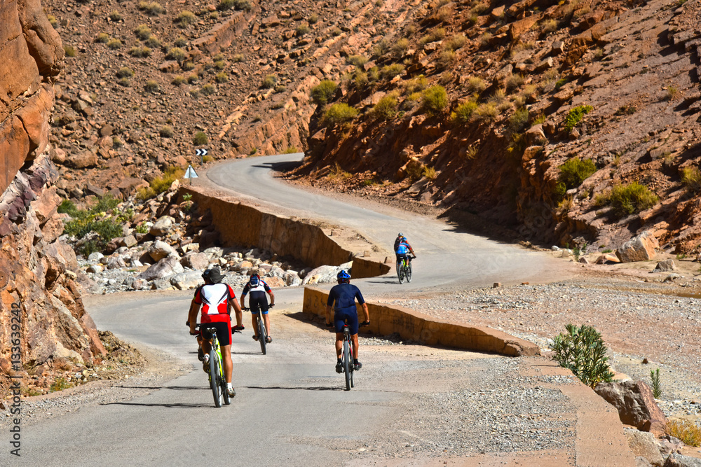 Naklejka premium Biking in High Atlas Mountains in Morocco
