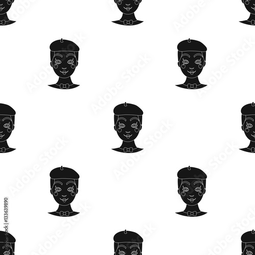 Mime artist icon in black style isolated on white background. Event service pattern stock vector illustration.