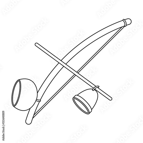 Berimbau icon in outline style isolated on white background. Brazil country symbol stock vector illustration.