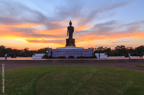 Big Buddha statue of Phutthamonthon public landmark in sunset time