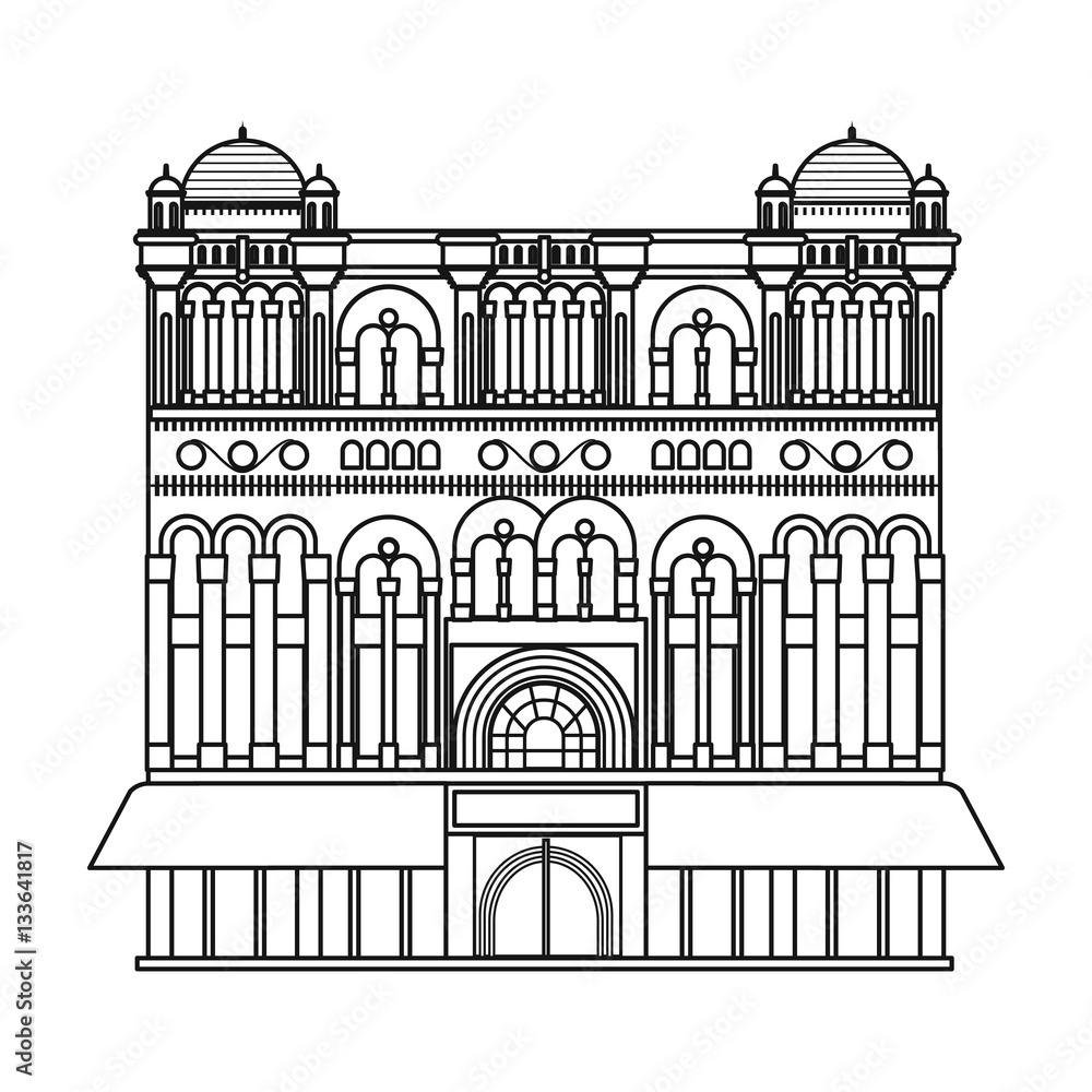 Queen Victoria Building icon in outline style isolated on white