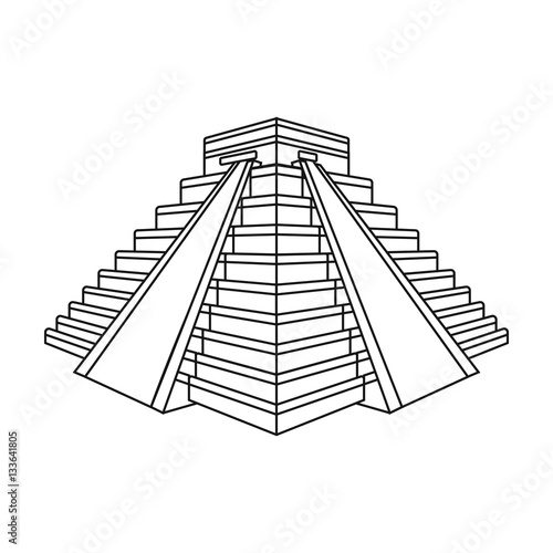 Chichen Itza icon in outline style isolated on white background. Countries symbol stock vector illustration.