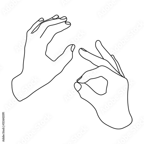 Sign language icon in outline style isolated on white background. Interpreter and translator symbol stock vector illustration.