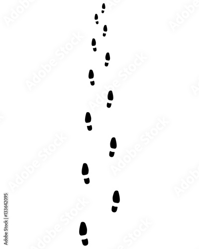 Black trail of prints of shoes, vector