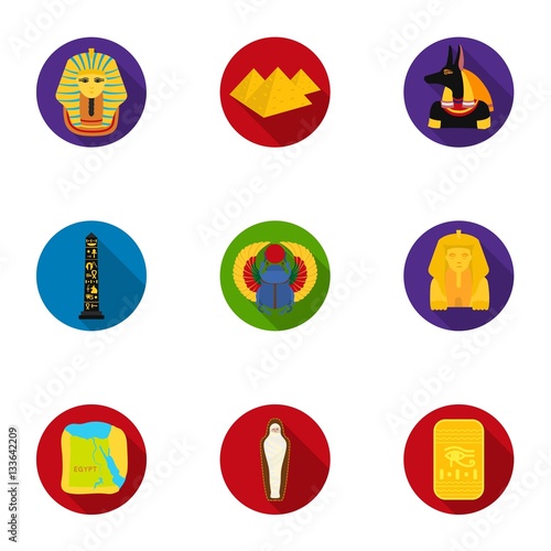 Ancient Egypt set icons in flat style. Big collection of ancient Egypt vector symbol stock illustration