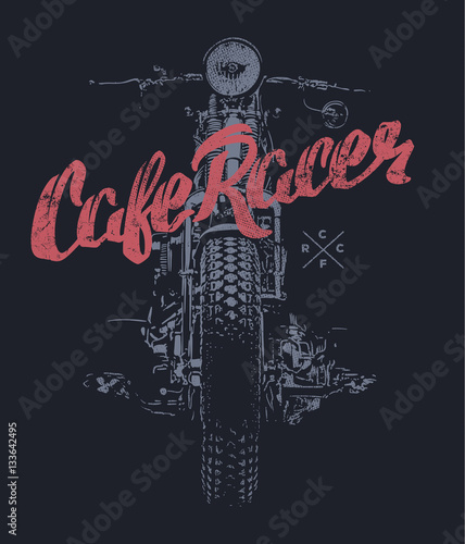 Cafe racer Vintage Motorcycle hand drawn t-shirt print