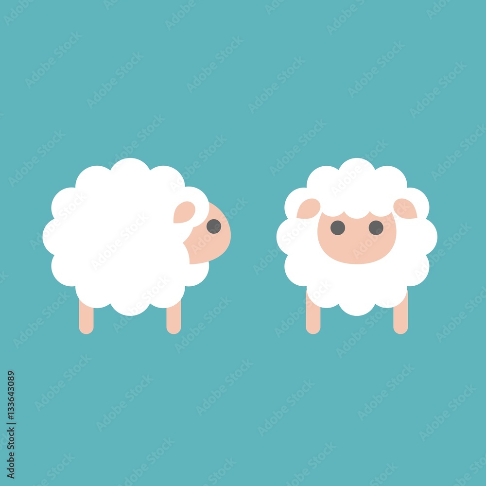 set of sheep icon in side and front, flat design vector set of sheep icon in side and front, flat design vector