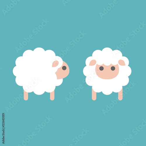set of sheep icon in side and front, flat design vector