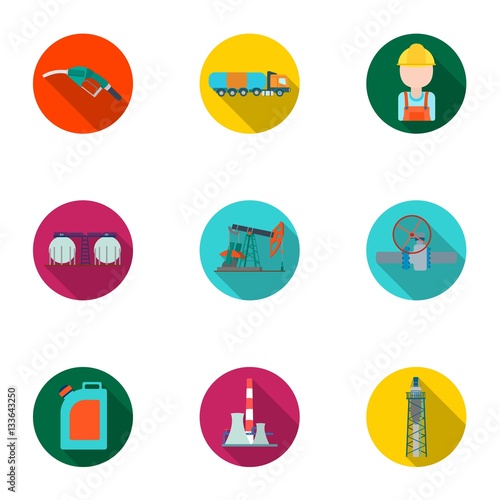 Oil industry set icons in flat style. Big collection of oil industry vector symbol stock illustration