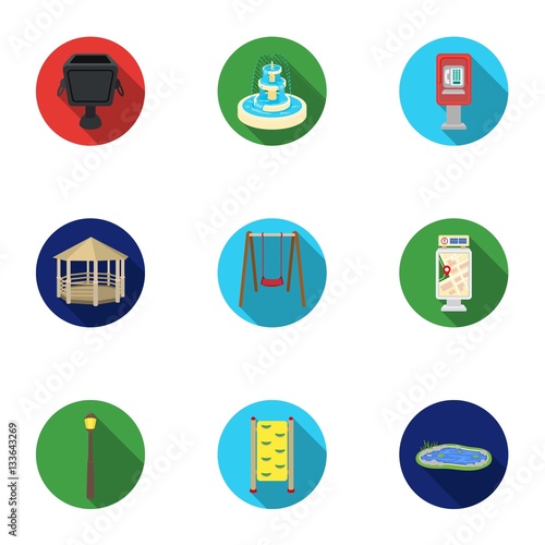 Park set icons in flat style. Big collection of park vector symbol stock illustration