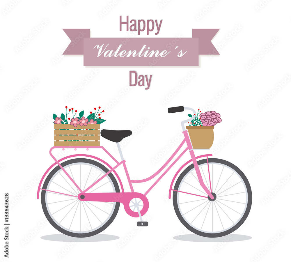 Great card for Valentine's Day. Cute bike with flowers Great card for Valentine's Day. Cute bike with flowers