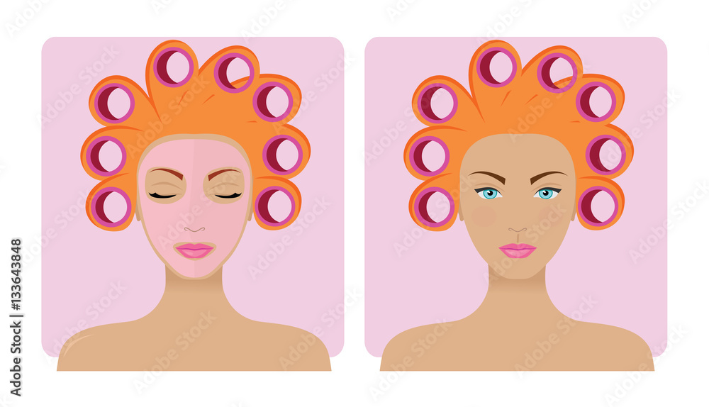 Girl With Curler On Head Girl With Curler On Head