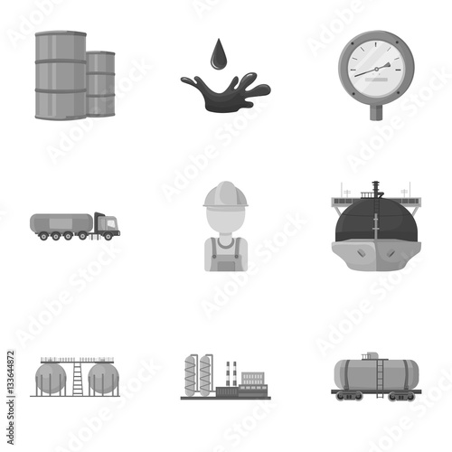 Oil industry set icons in monochrome style. Big collection of oil industry vector symbol stock illustration