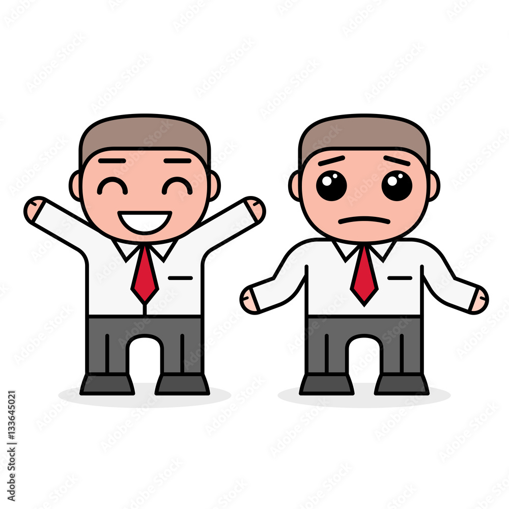 Happy and sad business men. Cartoon design, vector illustration Stock  Vector | Adobe Stock