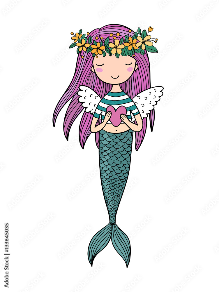 Beautiful little mermaid. Siren. Sea theme. Beautiful little mermaid. Siren. Sea theme.