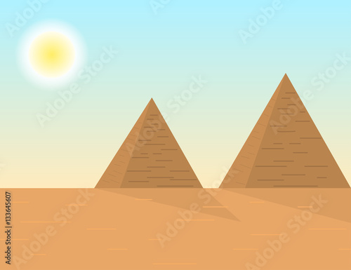 Cartoon style egyptians pyramids landscape
