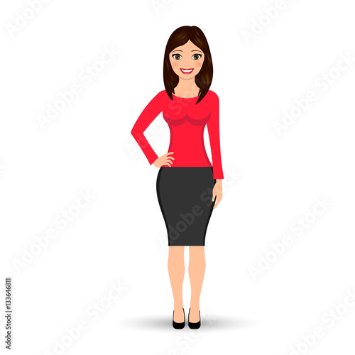 Beautiful women isolated on white background. Vector illustration. Front view.