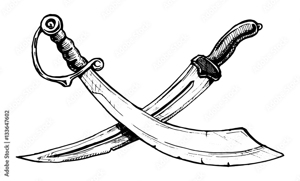 Naklejka premium Crossed scimitar
