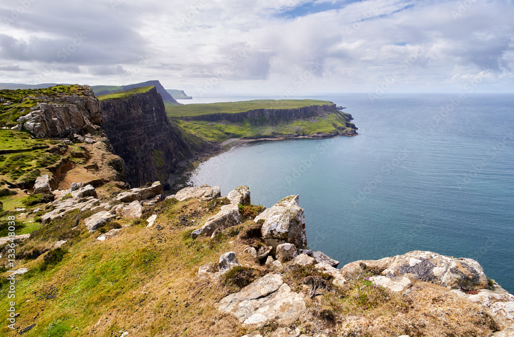 The dramatic and steep rocky cliffs of Ramasaig near Dunvegan on the Isle of Skye, Scotland, UK. The dramatic and steep rocky cliffs of Ramasaig near Dunvegan on the Isle of Skye, Scotland, UK.