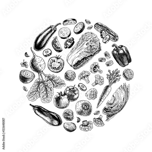 Vector circle of vegetables