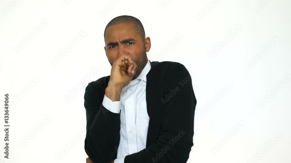 Terrified afro american business man closing his eyes isolated Terrified afro american business man closing his eyes isolated