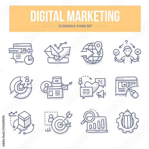 Digital Marketing Doodle Icons