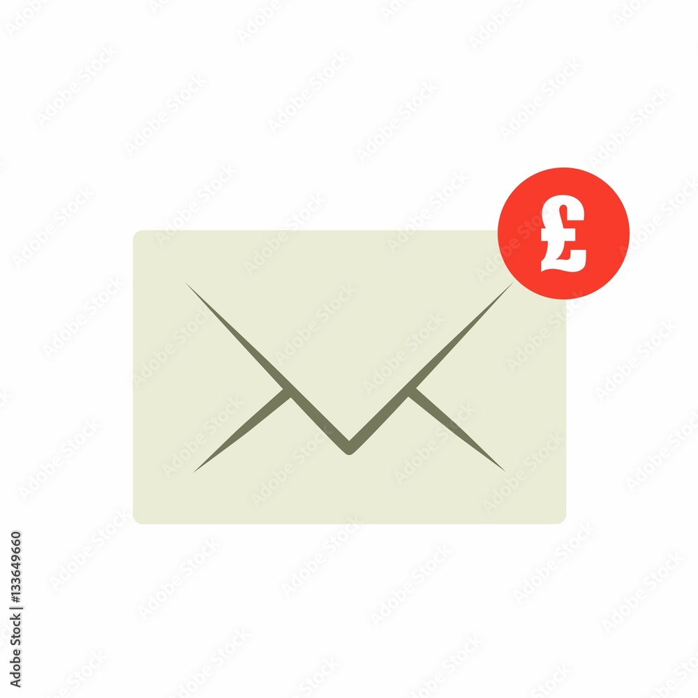 Email money transfer icon. Envelope with notification, vector design isolated on white background Email money transfer icon. Envelope with notification, vector design isolated on white background