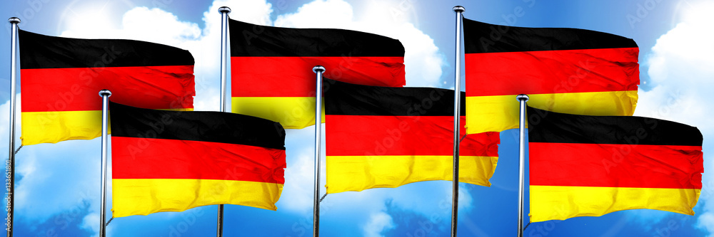 German flags, 3D rendering, on a cloud background German flags, 3D rendering, on a cloud background