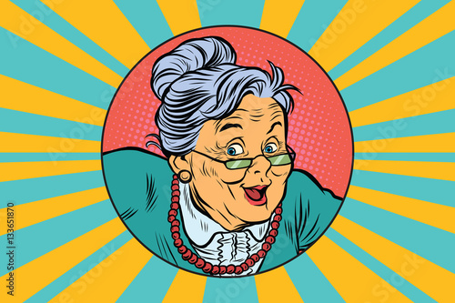 Obraz na plátne joyful intelligent grandmother pop art