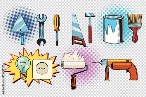 home tools and electrics, pop art set