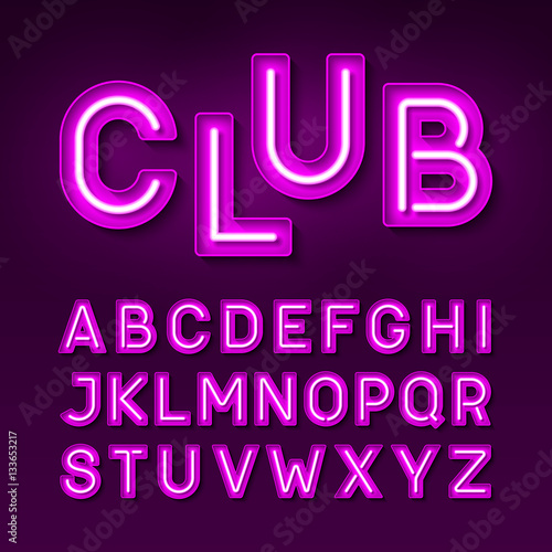 Broadway night club vintage style neon font, pink
